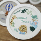 Animal embroidery wall art kit with bamboo stretch option
