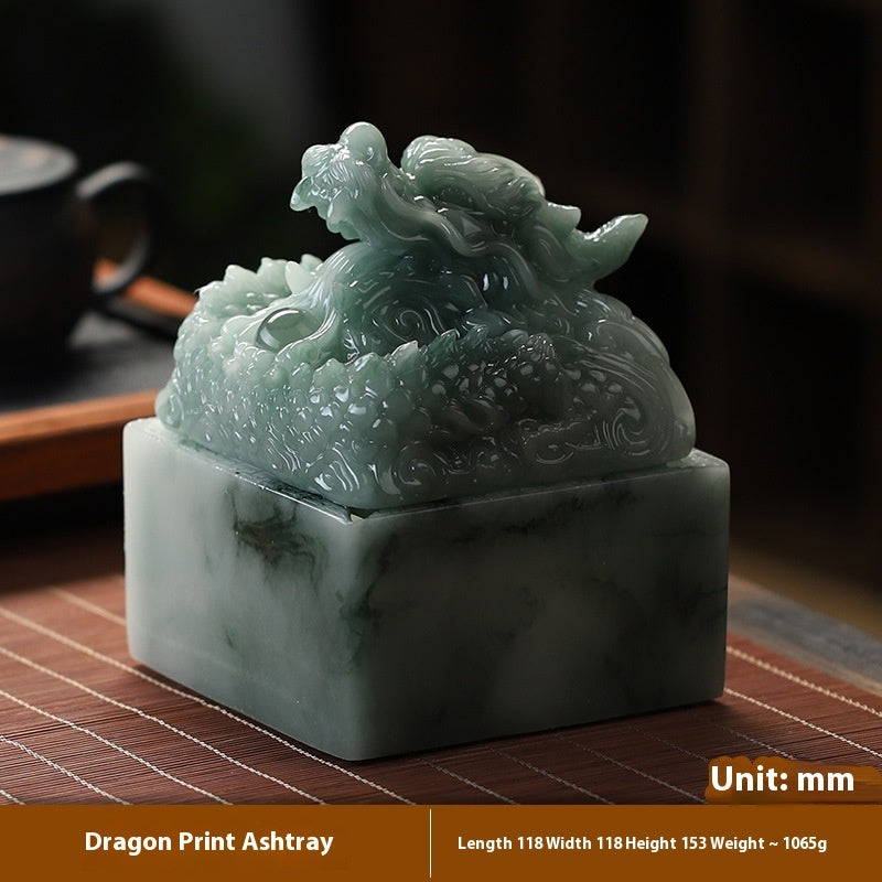 Resin Jade Chinese Dragon-printed Ashtray