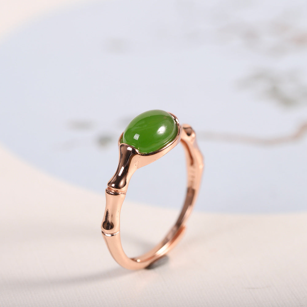 Women's Fashion Simple Hetian Jasper Bamboo Ring