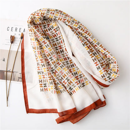 Western Style Fashion Shawl All-match Silk Warm Scarf