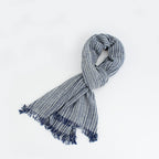 Cotton And Linen Scarf Chinese Literary Style Striped Fringed Drape