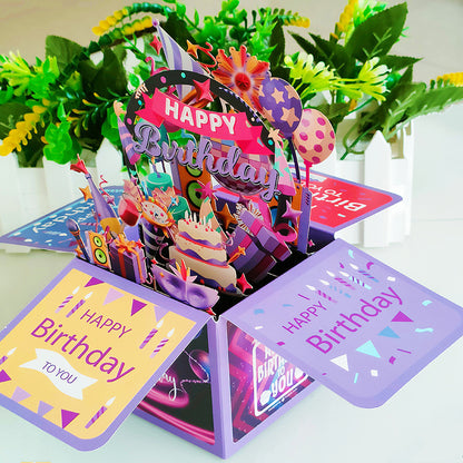 Creative Handmade Colorful HAPPY BIRTHDAY Stereoscopic Greeting Cards