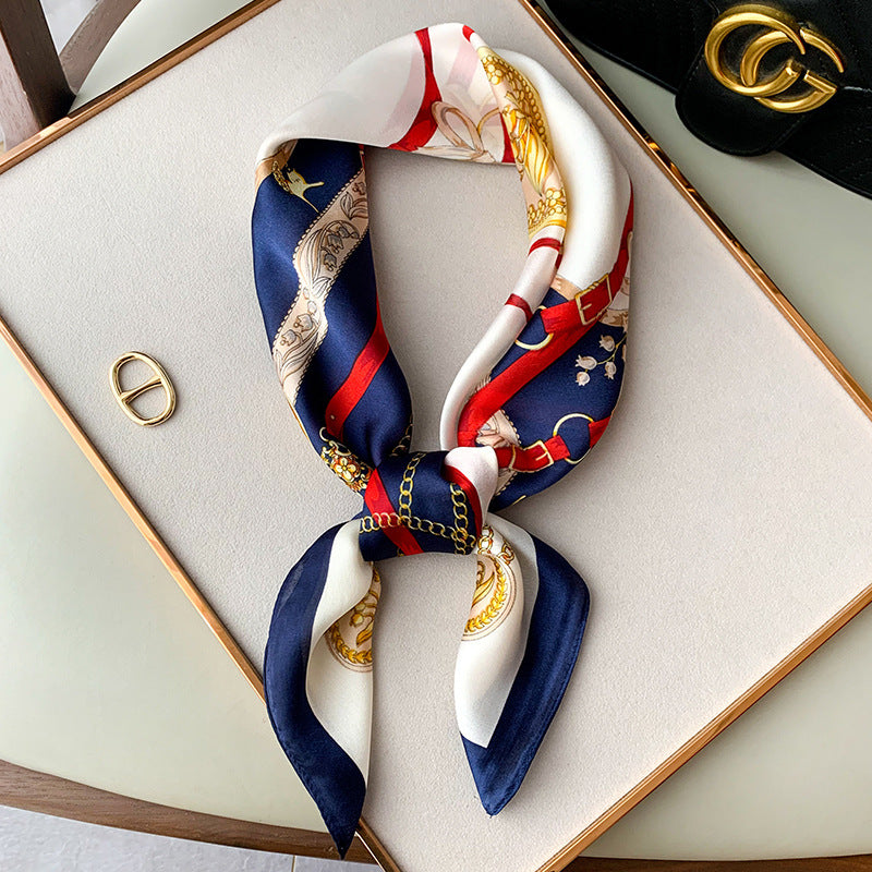 Silk Scarf Western Fashion Small Square Scarf Women Retro French Matching Shirt