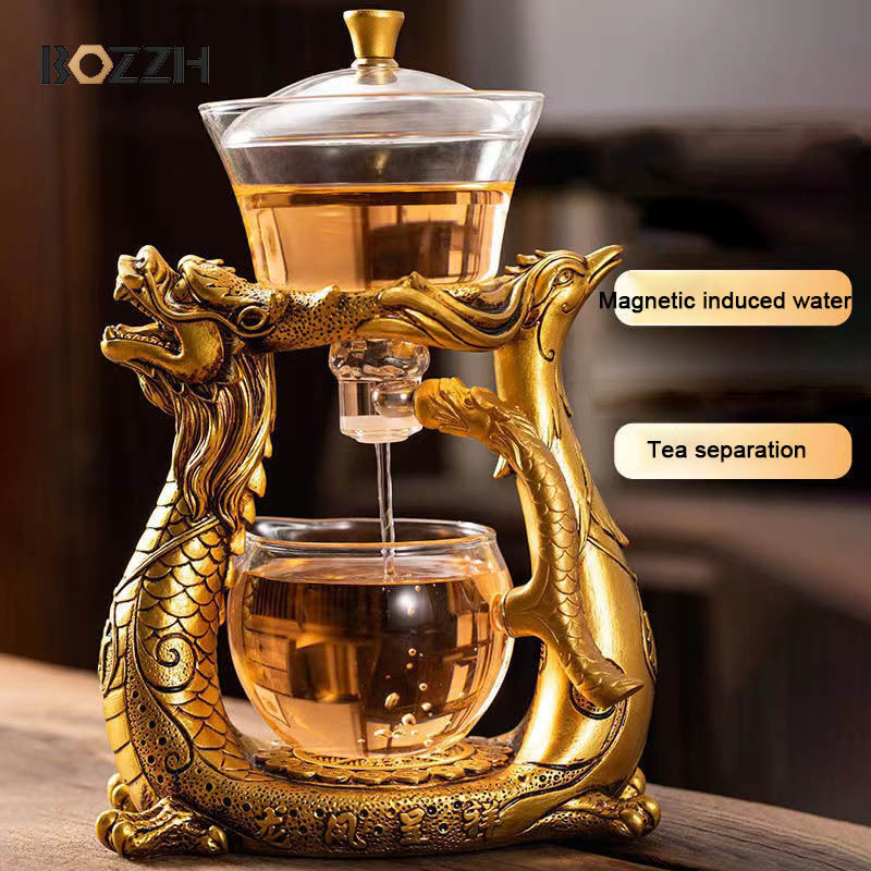 Semi-automatic Glass Dragon And Phoenix Tea Making Teapot