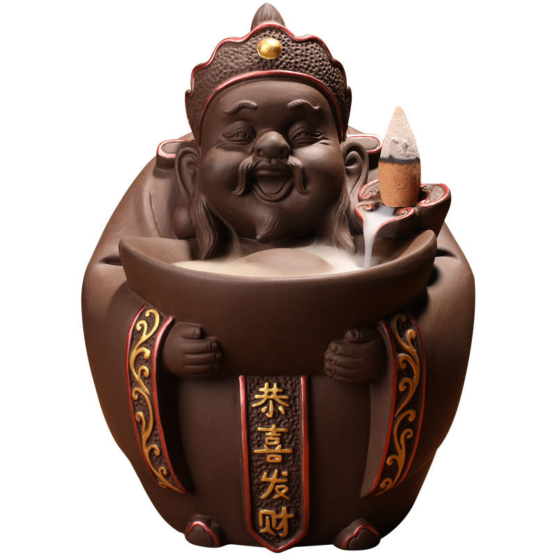 Creative Home Furnishings God of Wealth Backflow Incense Burner