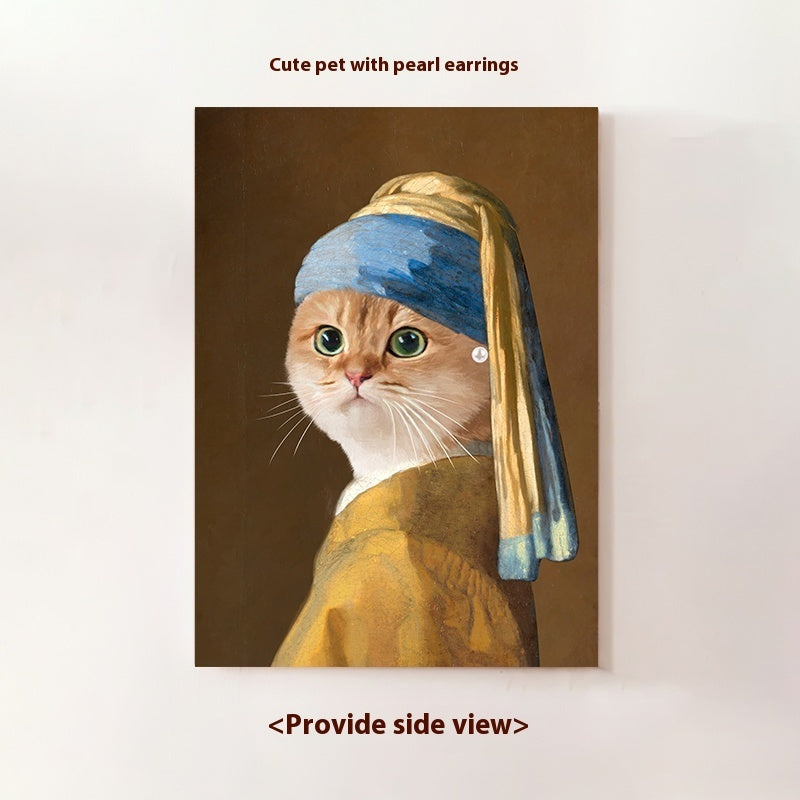 Cute Pet Into Oil Painting Cat Dog Head Custom Portrait