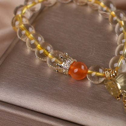 Natural Citrine Bracelet Chinese Style Light Luxury Purse Tassel Pendant