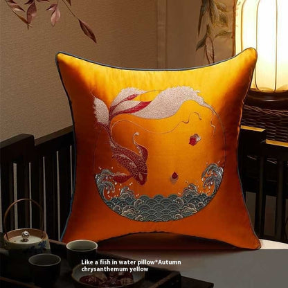 Chinese classical hand-embroidered pillowcase