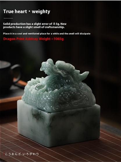 Resin Jade Chinese Dragon-printed Ashtray