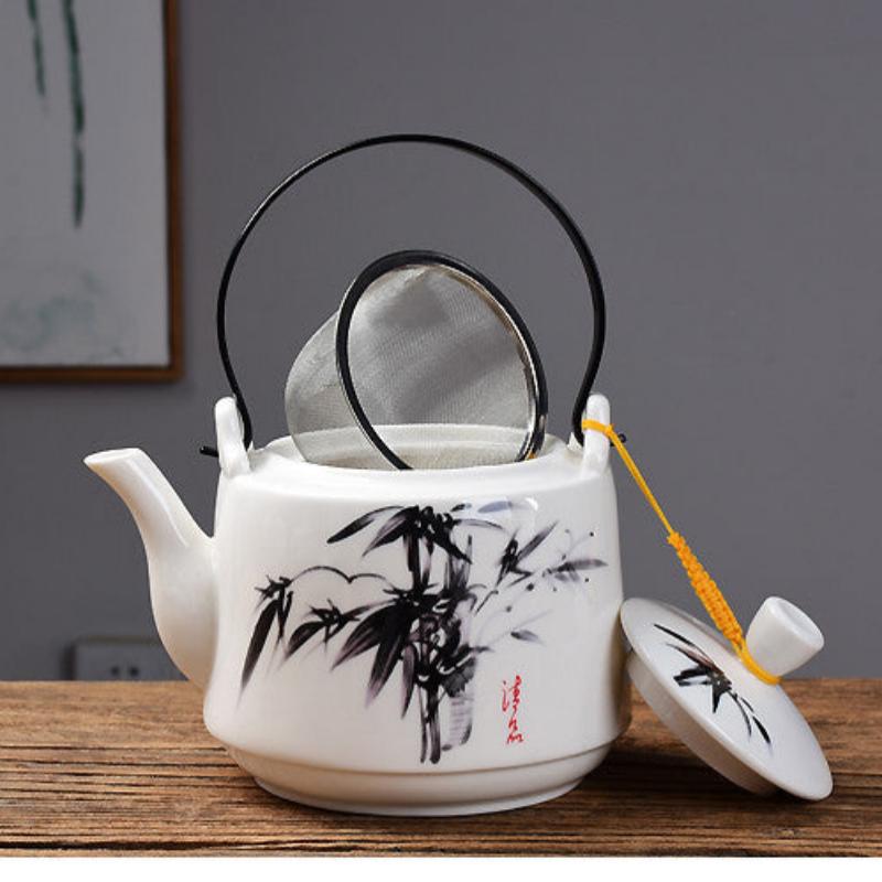 Ceramic Teapot Household Ink Painting Pattern Large Kettle