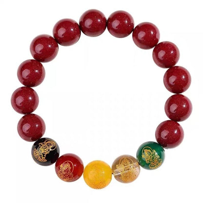 Cinnabar Bracelet Natural Five Gods Of Wealth Purple Gold