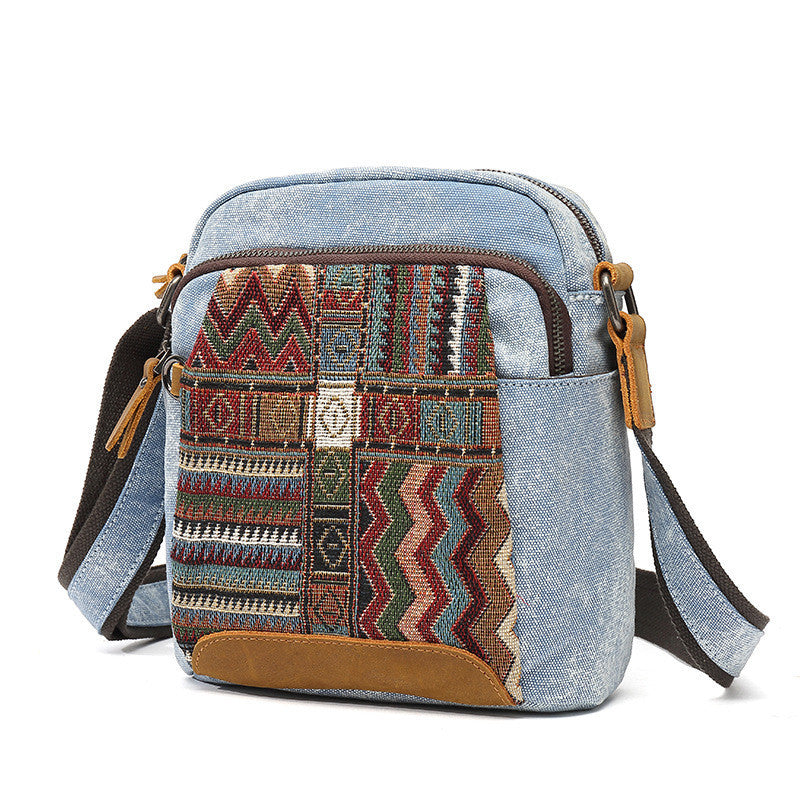 Women's canvas shoulder bag ethnic style