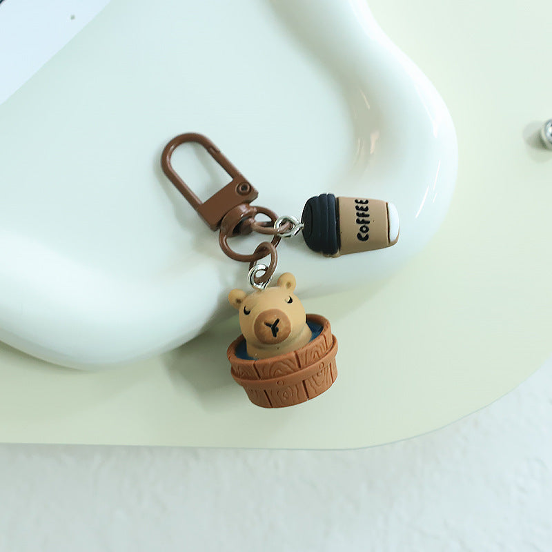 Student Favorite Cartoon Capybara 3D Resin Mini Keychain