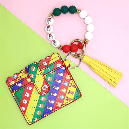 Christmas Card Holder Silicone Wrist Bracelet Keychain