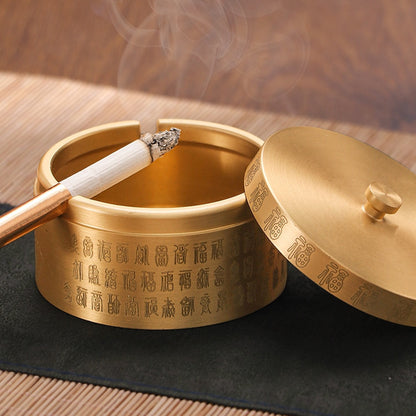 Household New Chinese Style With Lid Prevent Fly Ash Ashtray Decoration