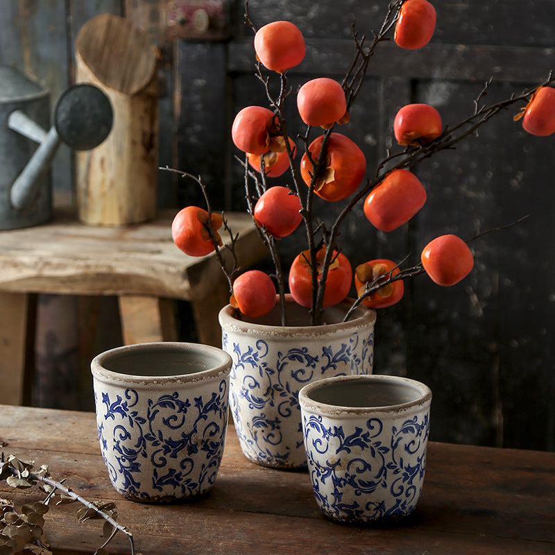 Chinese Blue And White Porcelain Orchid Phalaenopsis Ceramic Flower Pot