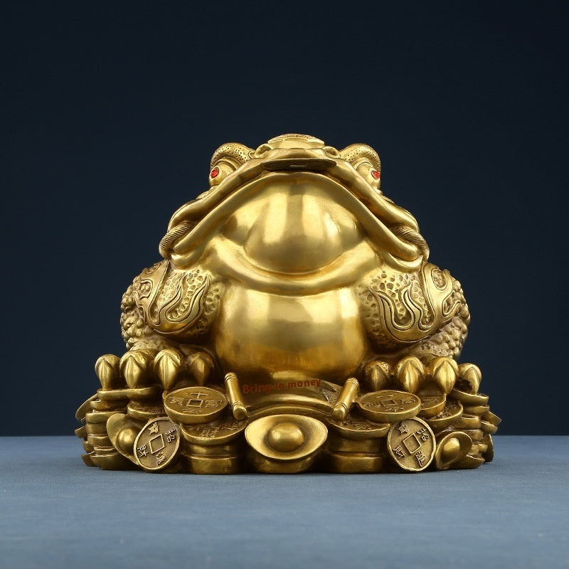 Store Fortune Decoration Golden Toad with Money in its Mouth Decoration
