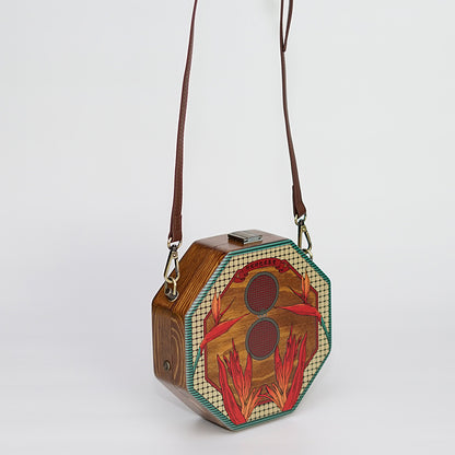 Chinese retro women's printed shoulder and crossbody bag