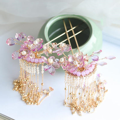 Women's Hanfu Step-by-Step Fringe Hairpin Headgear