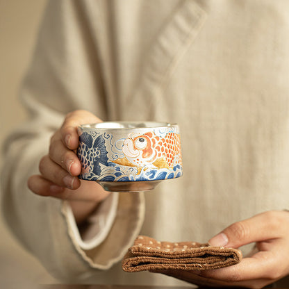 Handmade Porcelain Silver Plated Tea Cup Master