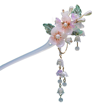 Glass Flower Temperament Hairpin Ancient Style Ball Head Plate