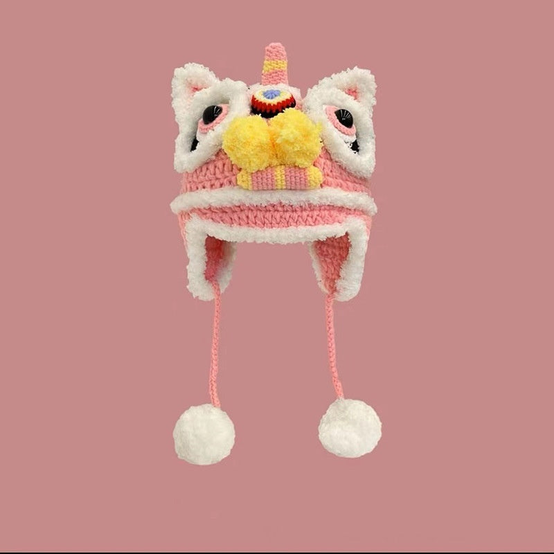 Chinese knitted tiger head hat for the Year of the Dragon