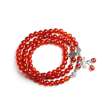 6mm Red Agate Bracelet 3 Circles Cherry Bracelet