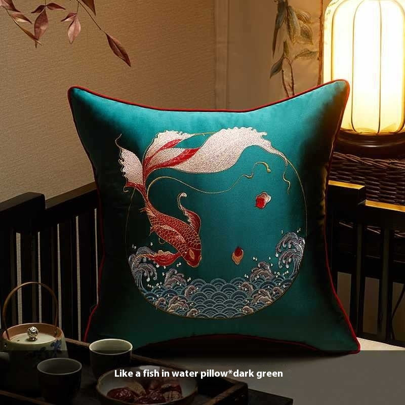 Chinese classical hand-embroidered pillowcase