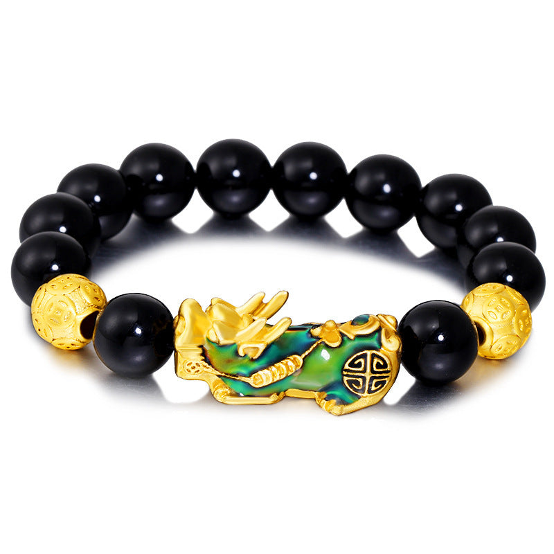 Gold Bead Bracelet Six-character Mantra Agate Bead Bracelet Men's