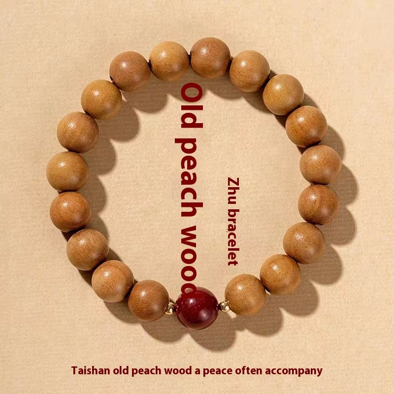 Natural Peach Wood New Chinese Meditation Bracelet