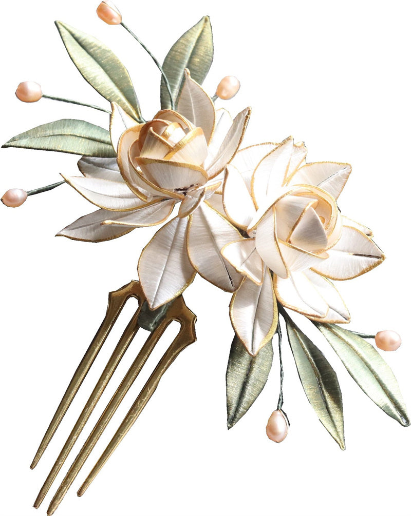 Headdress Antique Gold Gardenia Retro Pearl Hair Hairpin