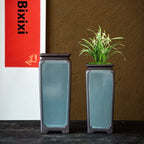 Chinese Hand-painted Square Straight Retro Purple Sand New Chinese Flower Pot