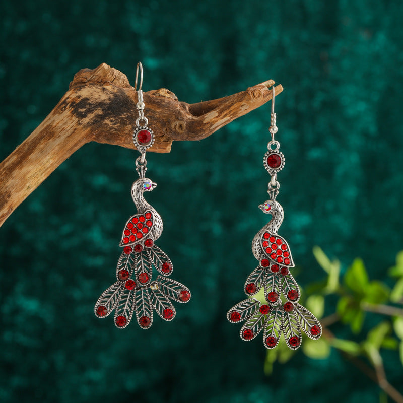 Chinese Style Vintage Drop Earrings With Diamonds