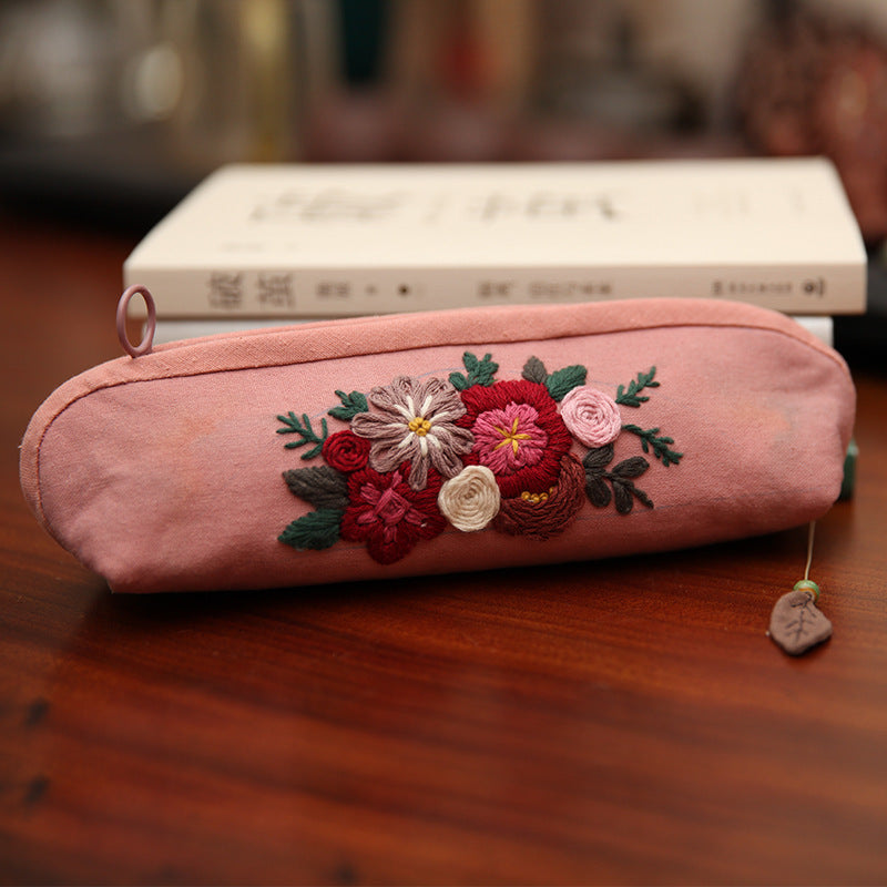 Retro Lu Embroidery Makeup Hand Embroidery Diy Pencil Case