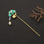 Burning blue Hanfu hairpin with flower design
