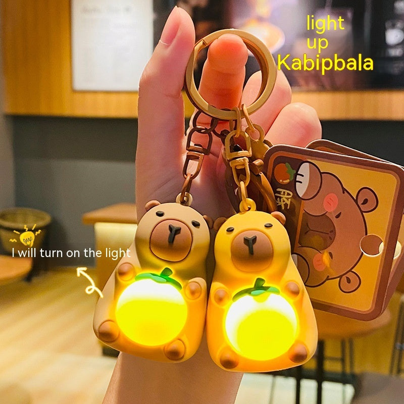 China Popular Creative Light Pull Capybara Doll Keychain