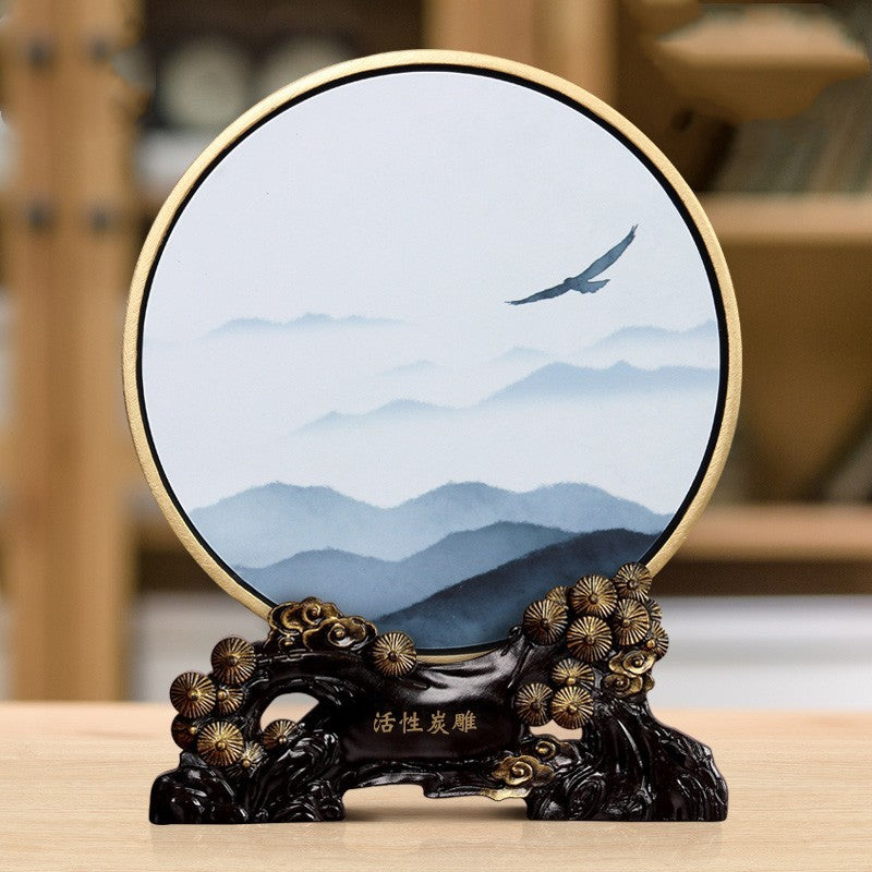 Decoration Artifact Zen Landscape Home Decoration Antique Frame Living Room Porch Ancient Style Decoration