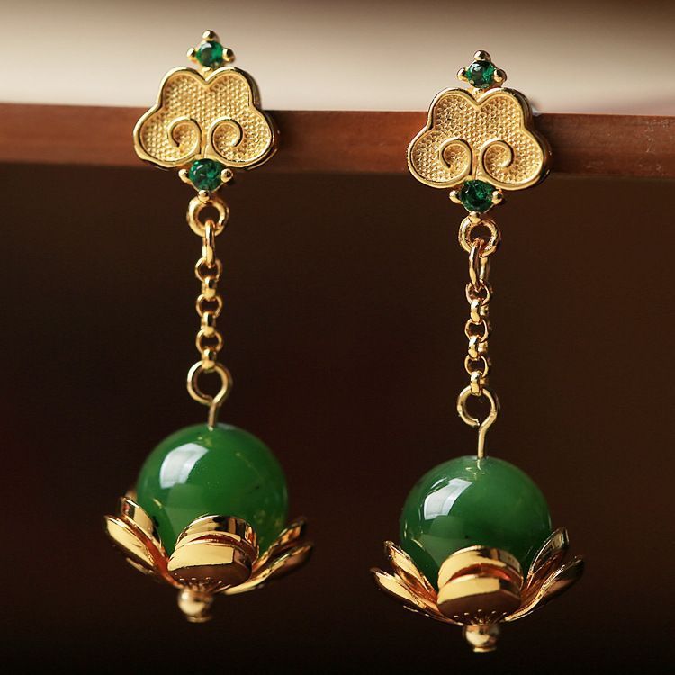 Hetian Jade Earrings - S925 Silver Jewelry - China Creative Hub