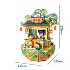 Handmade wooden antique puzzle music box with light