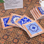 Ceramic Cork Coasters - Chinese Blue and White Porcelain Pattern Design-1