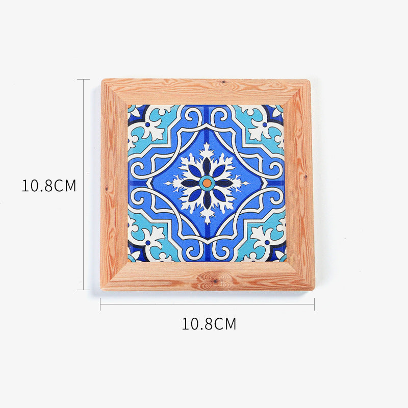 Ceramic Cork Coasters - Chinese Blue and White Porcelain Pattern Design-2