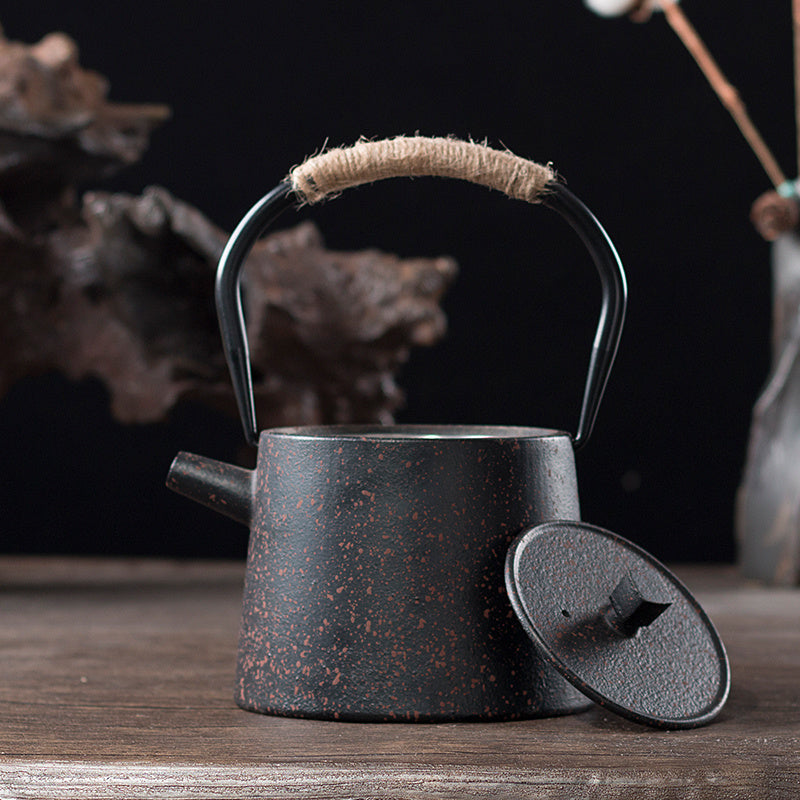 Chinese Cast Iron Teapot Simple Vintage Lifting Beam Teapot-1