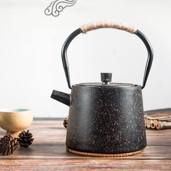 Chinese Cast Iron Teapot Simple Vintage Lifting Beam Teapot-4