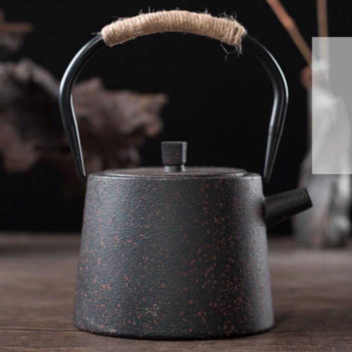 Chinese Cast Iron Teapot Simple Vintage Lifting Beam Teapot-5