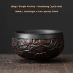 Chinese Embossed Kung Fu Tea Teacup Qingxi Purple Clay Ceramic Cup-11
