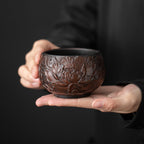 Chinese Embossed Kung Fu Tea Teacup Qingxi Purple Clay Ceramic Cup-3