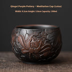 Chinese Embossed Kung Fu Tea Teacup Qingxi Purple Clay Ceramic Cup-8