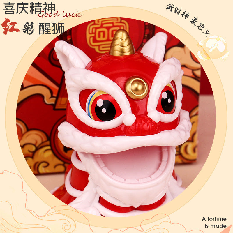 Chinese Fortune and Longevity Nodding Solar Lion Car Decoration Ornament-2