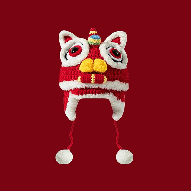 Chinese Knitted Tiger Head Hat-3