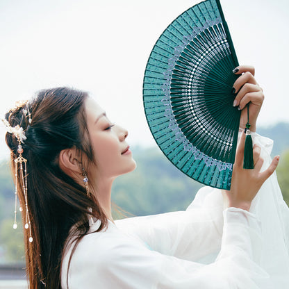 Chinese Style Lace Portable Silk Fan-4